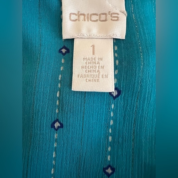 🔥3 for $15🔥Chico's size 1 Multicolor Paisley Blouse Women’s Size 8 Long Sleeve - Picture 7 of 9